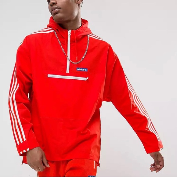 Adidas Originals Tennoji Windbreaker jacket Red size small Pullover anorak Smock - Picture 11 of 12